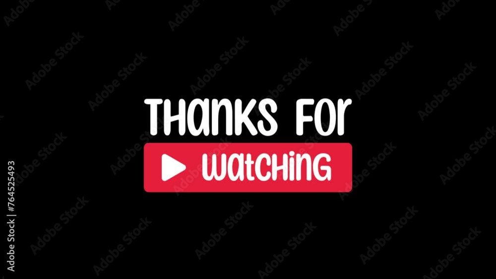 Simple animation of thanks for watching video outro. on black background. 4k video Simple animation of thanks for watching video outro. on black background. 4k video
