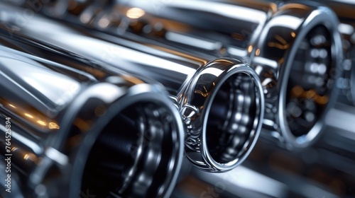 Close-up view of a high-performance sports car exhaust system, showcasing the intricate design details via 3D rendering, highlighting engineering precision and modern aesthetics. © Fat Bee