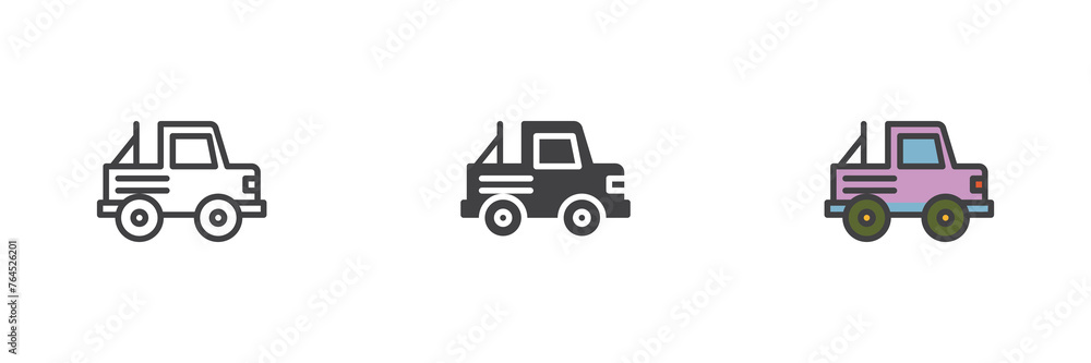 Off road car different style icon set