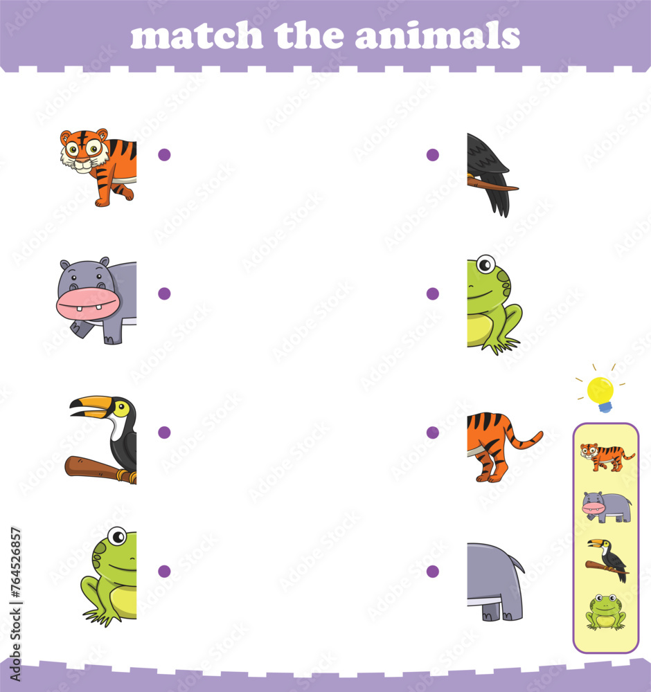 Matching game for preschool children with wild animals. Vector Illustration Matching game for preschool children with wild animals. Vector Illustration