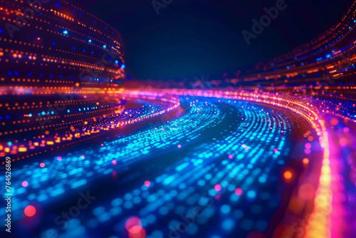 Futuristic Network on Digital Background, Concept of Fast Communication