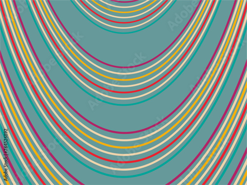 Psychedelic retro groove background. Colorful curved lines background.