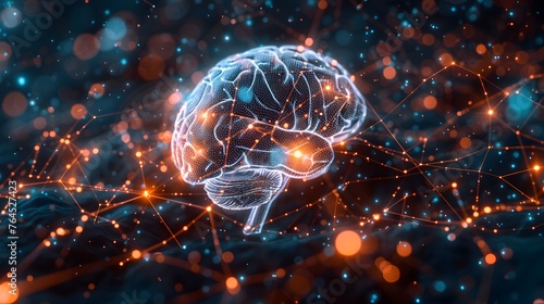 The visualization offers a futuristic view of the human brain's connectivity, vividly highlighting neural pathways bustling with network activity.