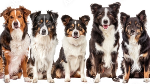 A group of dogs sitting side by side. Suitable for pet-related designs