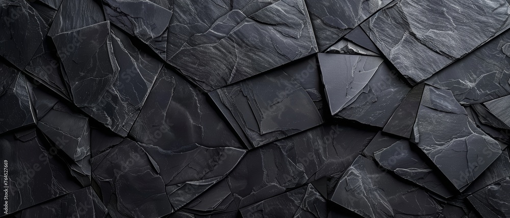 Abstract black background with triangles and irregular shapes. Modern design for banner, poster or packaging. Flat lay, top view Abstract black background with triangles and irregular shapes. Modern design for banner, poster or packaging. Flat lay, top view