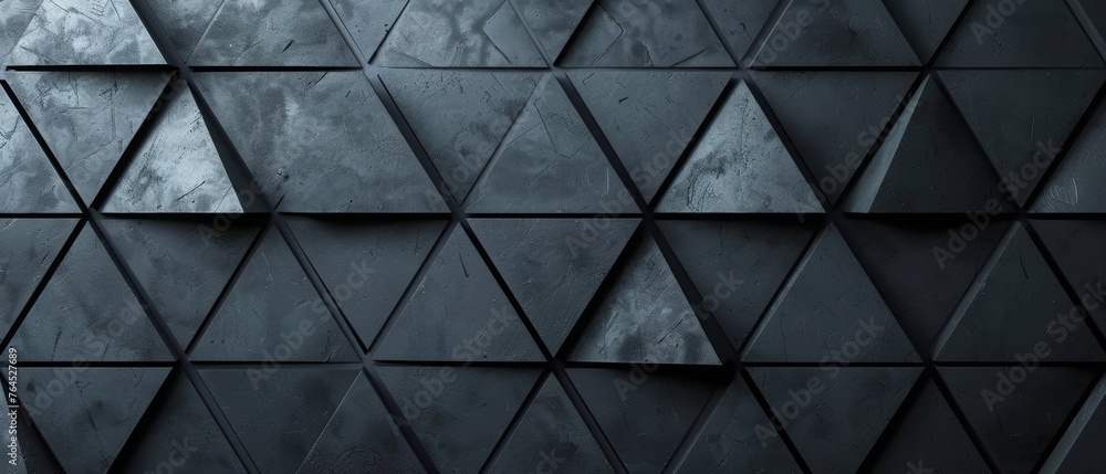 Abstract black background with triangles and irregular shapes. Modern design for banner, poster or packaging. Flat lay, top view Abstract black background with triangles and irregular shapes. Modern design for banner, poster or packaging. Flat lay, top view