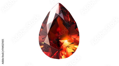 a orange spinel gem in the form of a teardrop isolated on transparent background, png file