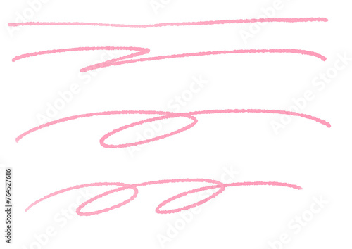 ピンクのシンプルな手描きのラインセット