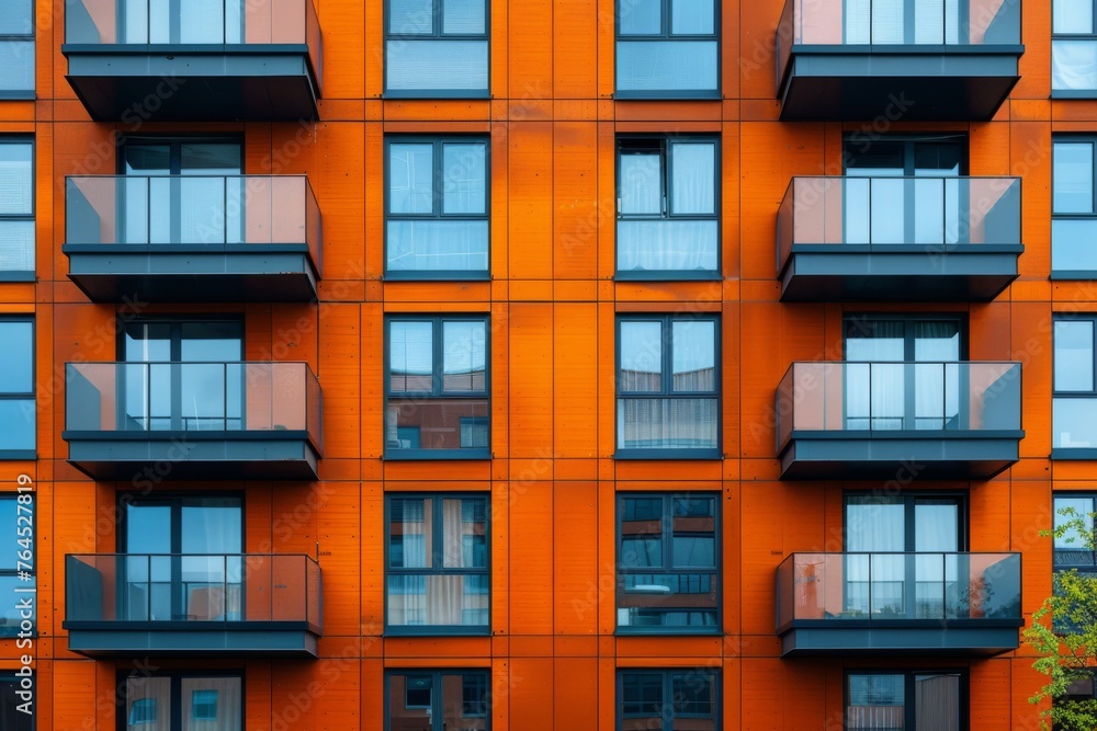 Vibrant Orange Modern Apartment Building Facade
Vibrant Orange Modern Apartment Building Facade