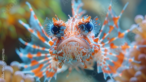  Orange-blue sea anemone facing camera, surprised expression