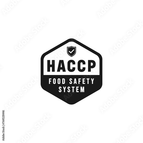 HACCP label for Food Safety Logo or HACCP Food Safety Certificate Vector Isolated. HACCP Logo for design food safety system. Hazard Analysis Critical Control Point.
