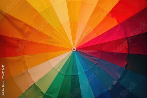 Multicolored umbrella against a black backdrop, ideal for various design projects