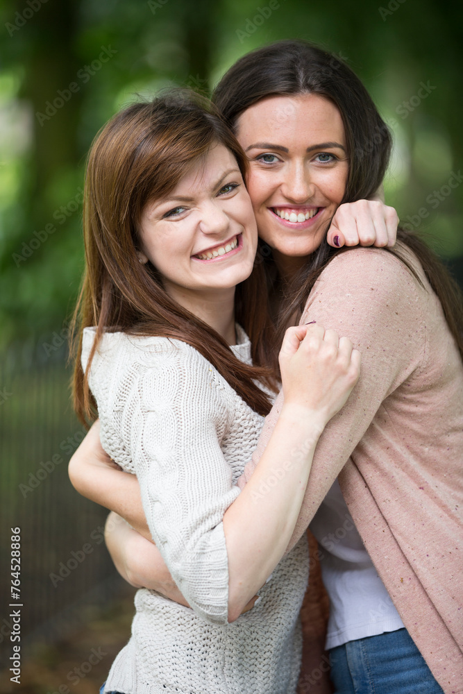 Naklejka premium Portrait of two happy women.