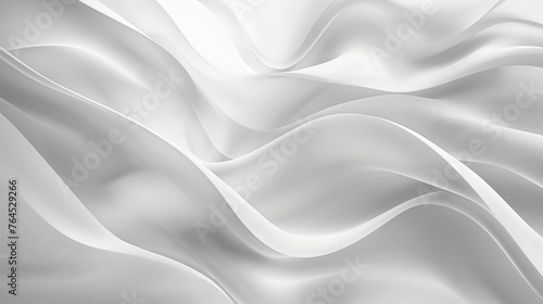 Smooth undulating curves of white silky fabric creating an abstract luxurious background.