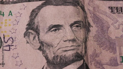 Wallpaper Mural Five US dollar bill Lincoln money currency legal tender 5 Torontodigital.ca