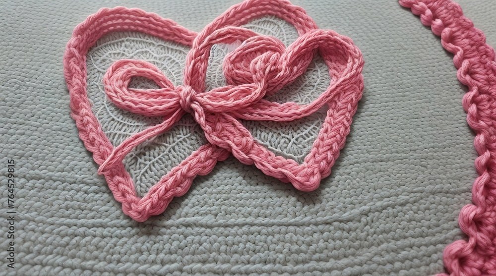 A heart knitted from yarn with your own hands as a gift for Valentine's Day or Mother's Day. Symbol of Love and Good. A heart knitted from yarn with your own hands as a gift for Valentine's Day or Mother's Day. Symbol of Love and Good.