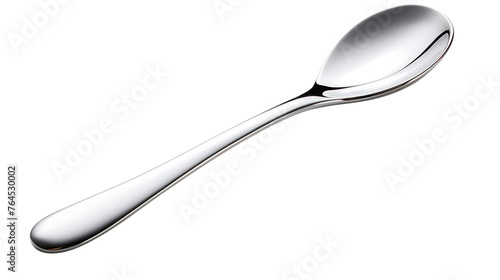 Close up view tea spoon isolated on transparent and white background.PNG image.