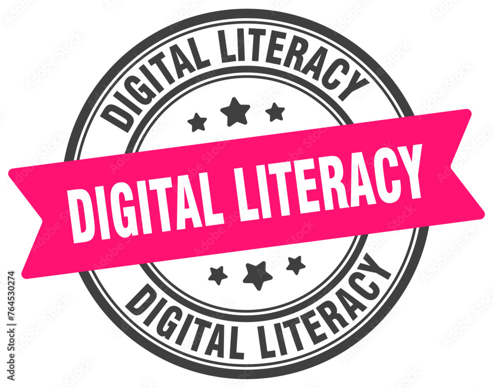 digital literacy stamp. digital literacy label on transparent background. round sign