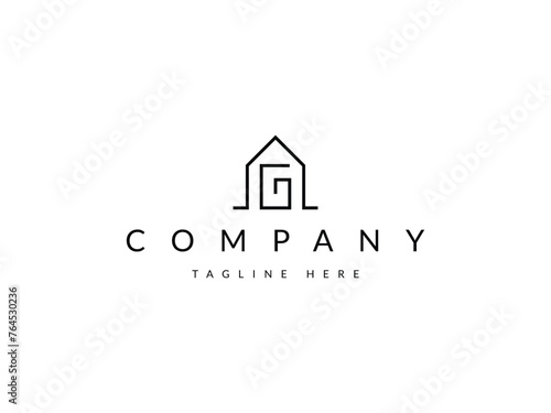 minimal letter G house real estate logo design
