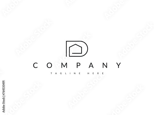 minimal letter D house real estate logo design