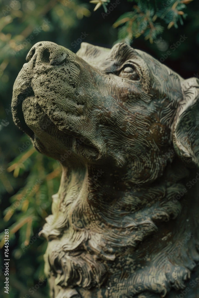 Detailed view of a dog statue, suitable for various design projects