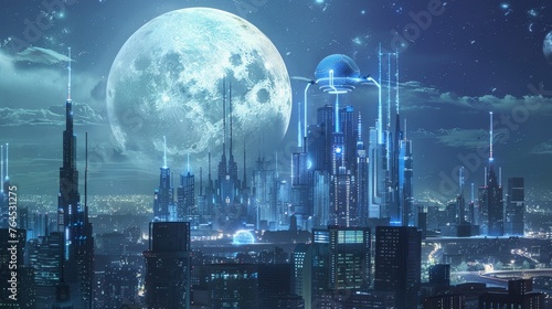 A futuristic city skyline in Ultra High Definition