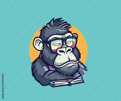 monkey with glasses mascot logo