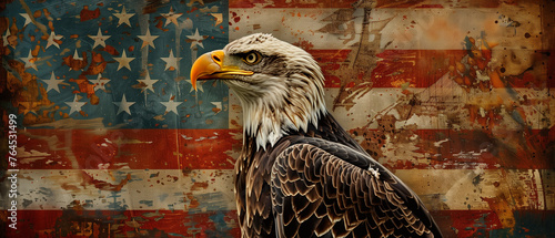 Bald eagle, american flag with background, The of symbol 4 July Independence Day, american flag, memorial day, american democracy, usa patriotism, Ai generated image