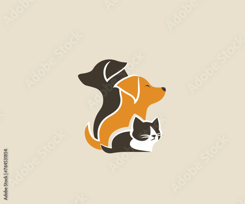 dog animal pet logo design template