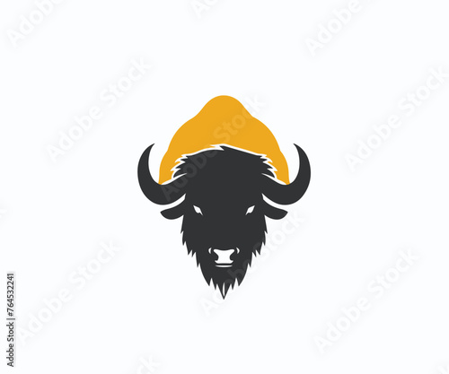 bison head logo design template