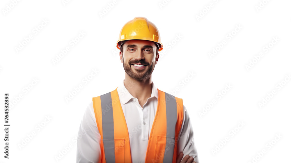 Handsome young engineer with uniform isolated on transparent and white background.PNG image. Handsome young engineer with uniform isolated on transparent and white background.PNG image.