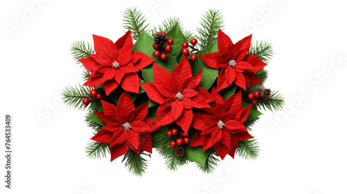 Top-down view Christmas decoration isolated on transparent and white background.PNG image. 