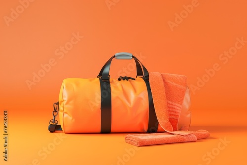Gym Bag and Towel Showcasing a gym bag with a neatly folded towel signaling photo