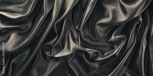 Close-up black and white photo of satin fabric, perfect for backgrounds or design projects