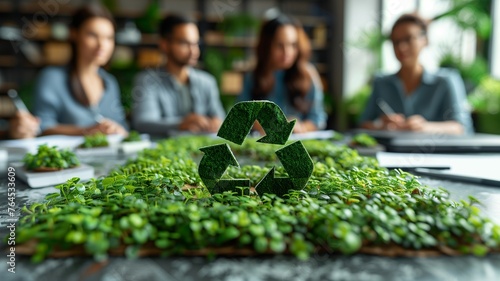Wallpaper Mural The team plans and discusses reuse policies in the office conference room. A green business company with an environmentally friendly waste management concept. Torontodigital.ca