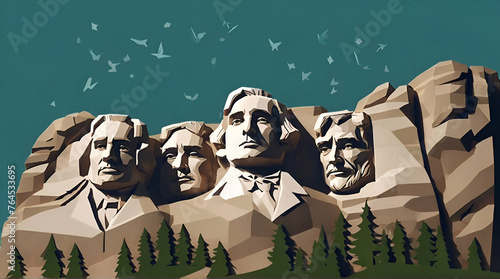 paper cut craft paper illustration Mount Rushmore Nati .Generative AI photo