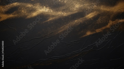 Black background with grunge texture decorated with Shiny golden lines. black gold luxury background photo