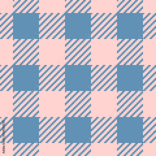 Buffalo Plaid seamless patten. Vector checkered pink and blue plaid textured background. Traditional gingham fabric print. Flannel winter plaid texture for fashion, print, design