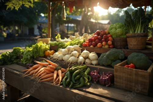 Farmers Market Stall and Fresh Produce in the concept of local food production
