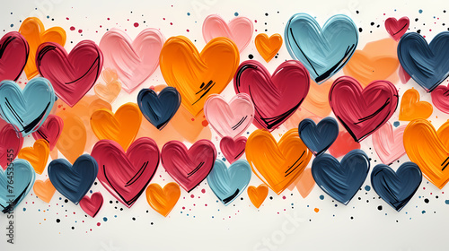 Wallpaper Mural Background with doodle hearts illustration Torontodigital.ca