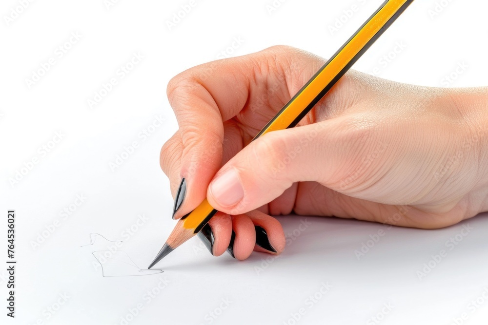 Person using pencil to draw on paper, suitable for creative concepts Person using pencil to draw on paper, suitable for creative concepts