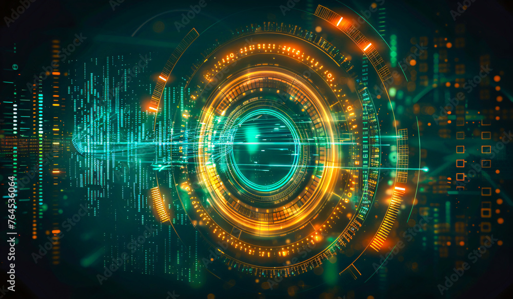Obraz premium Digital Communication Flow, Futuristic Network Design with Blue Tech Lines