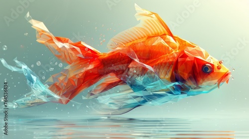  A fish floating in the water with many bubbles beneath it