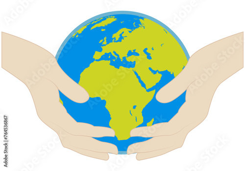 Manos acogiendo el planeta tierra para cuidarlo.