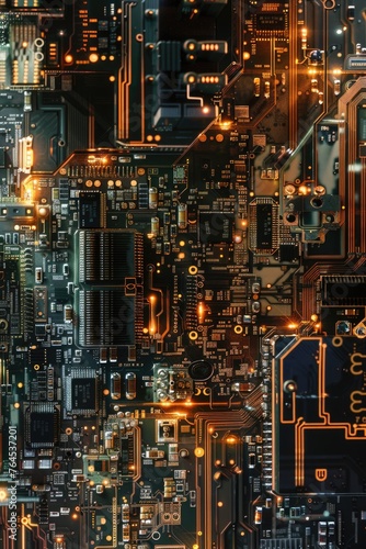 Detailed view of a computer circuit board, suitable for technology concepts