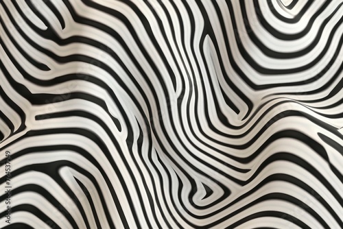 Detailed close up of black and white striped fabric  versatile for various design projects