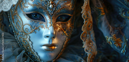 Detailed close-up of a mask with a veil, perfect for mysterious and elegant themes