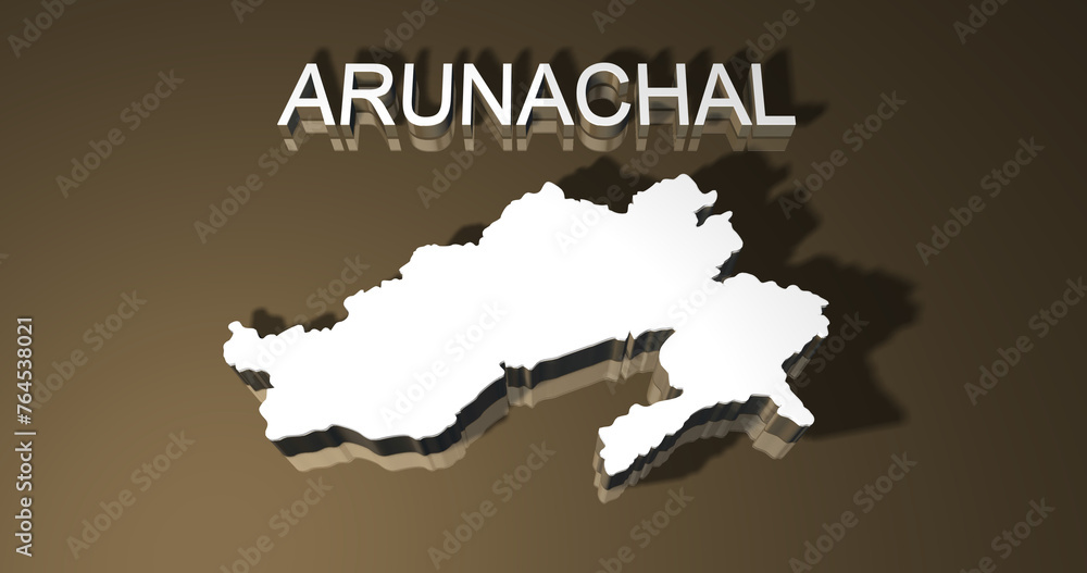 Obraz premium Map of Arunachal Pradesh in Gold and White