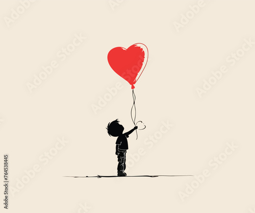 Obraz na płótnie child holding baloon heart logo illustration w salonie