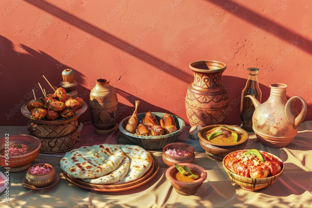Fototapeta premium Tandoori Feast a spread of tandoori dishes